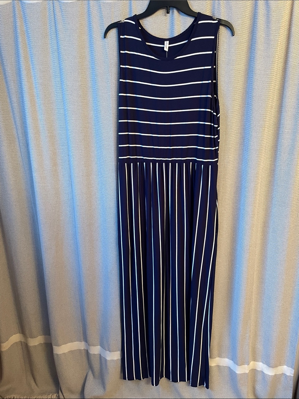 Striped Navy Sleeveless Maxi Dress